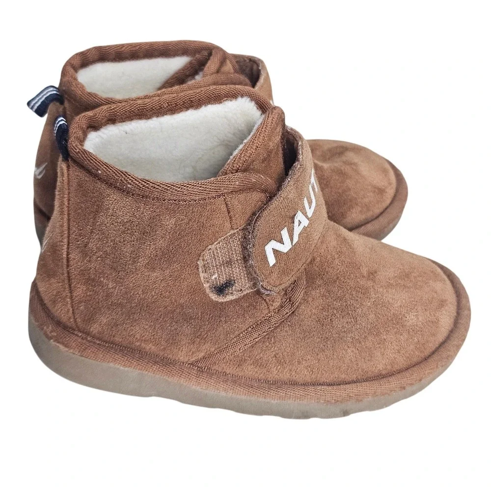 Nautica Oak Pond Toddler Brown Faux Shearling Ankle Boots Size 9 US 25 EUR